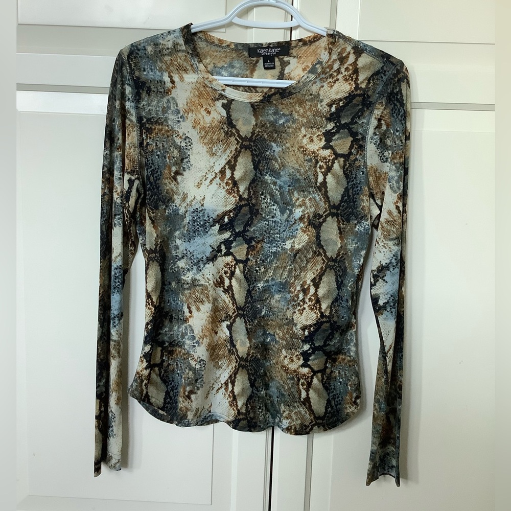 Karen Kane Multicolor Snake Print Sheer Blouse